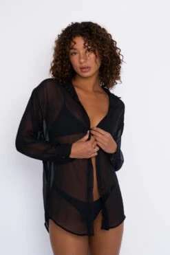 Phoenix Button Down Chiffon - Black -SunKissed Swim Store SKATIE Blackrestock 53